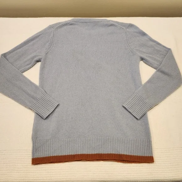 Coach 1941 Powder Blue Intarsia Sweater M 100% Cashmere Rare HTF Runway - Picture 9 of 14